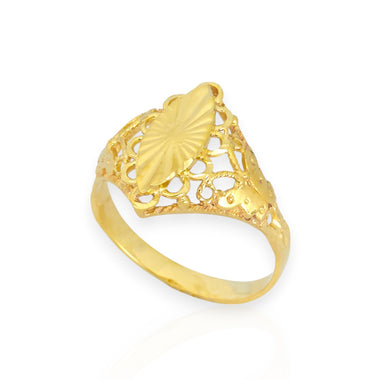 Anillo de Oro Para Mujerer, Almendra Calada Filigrana